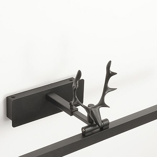 Linear Shape Metal Wall Sconce Modern Style 1- Light Mirror Wall Mounted Light in Black