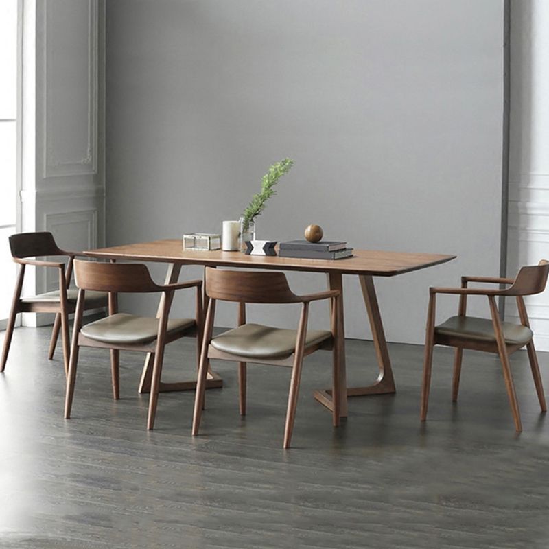 Home Rectangle Fixed Table Industrial Solid Wood Double Pedestal Dining Desk