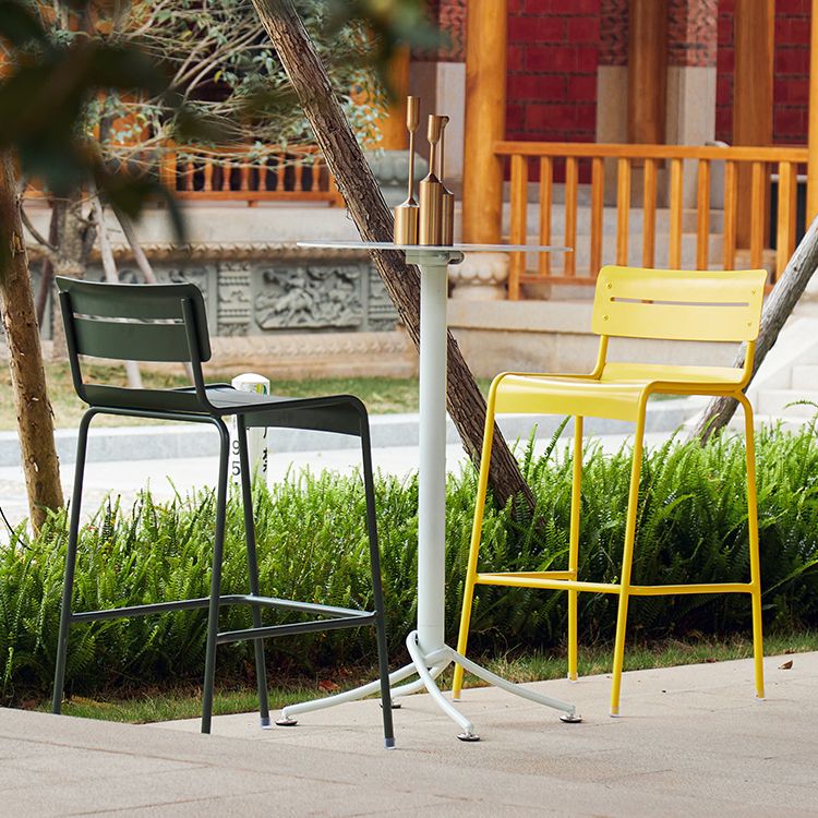 Metal Indoor-Outdoor Bar Height Table Contemporary Bar Table with Pedestal