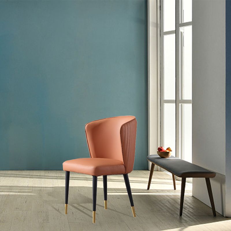 Orange and Gray Dining Chairs Glam Faux Leather Armless Side Chair