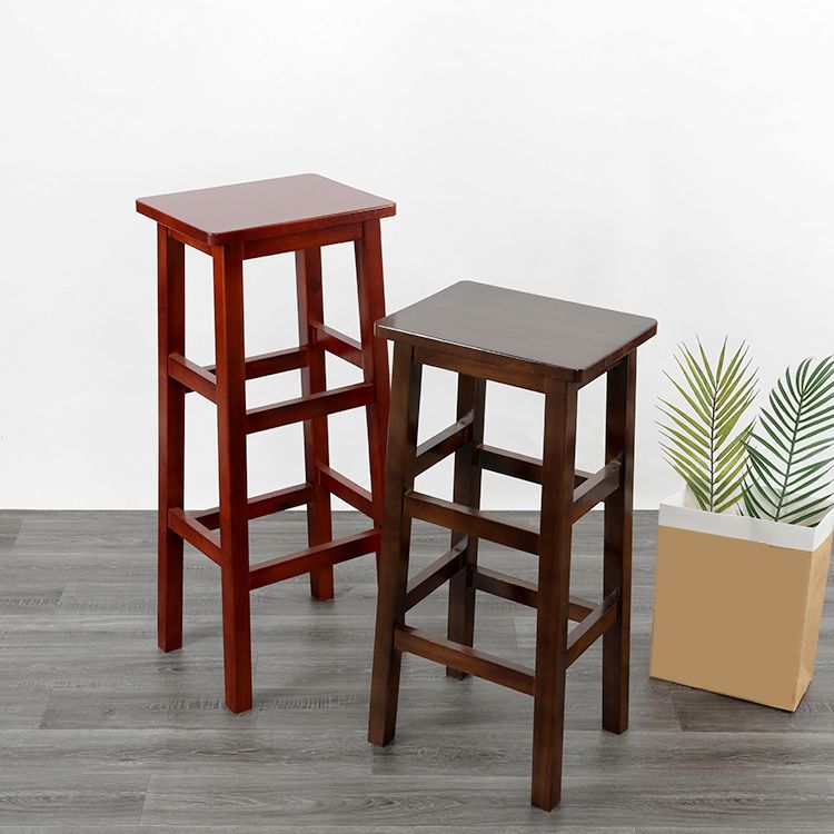 Solid Wood Bar Stool Backless Footrest Counter Stool for Home Use