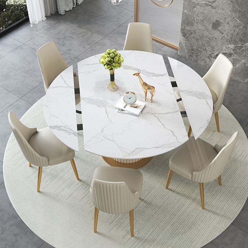 Glam Dining Set Stone 1/4/6/7 Pieces Dining Gold Furniture for Home