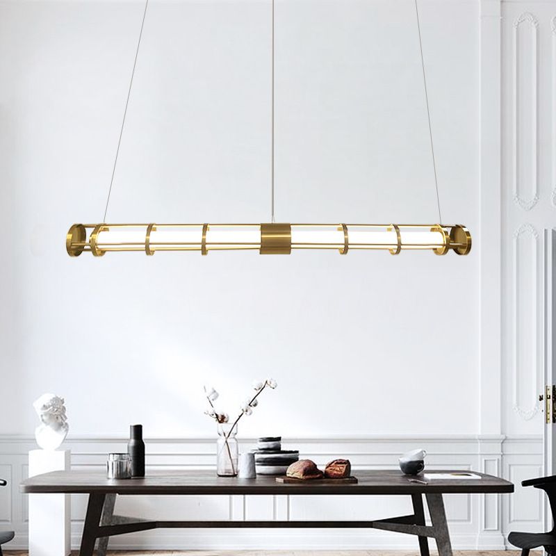 Postmodern Island Lighting Linear Glass Chandelier Light Fixture for Dining Room