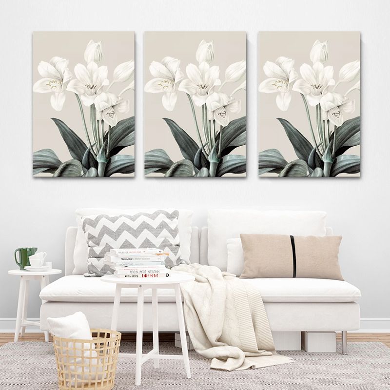 Still Life Flowers Painting Canvas Print Modern Textured Wall Art for Girls Room