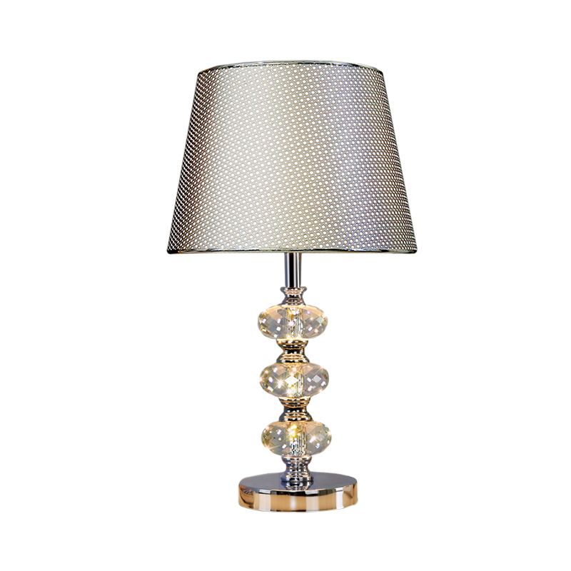 Stof cilindrische schaduw bestudeer licht eigentijdse 1 kop nachtkastje verlichting in zilver/beige/koffie met kristallen lamppost
