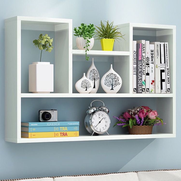 Modern Floating Book Shelf Wall Mounted Manufactured Wood Bookcase
