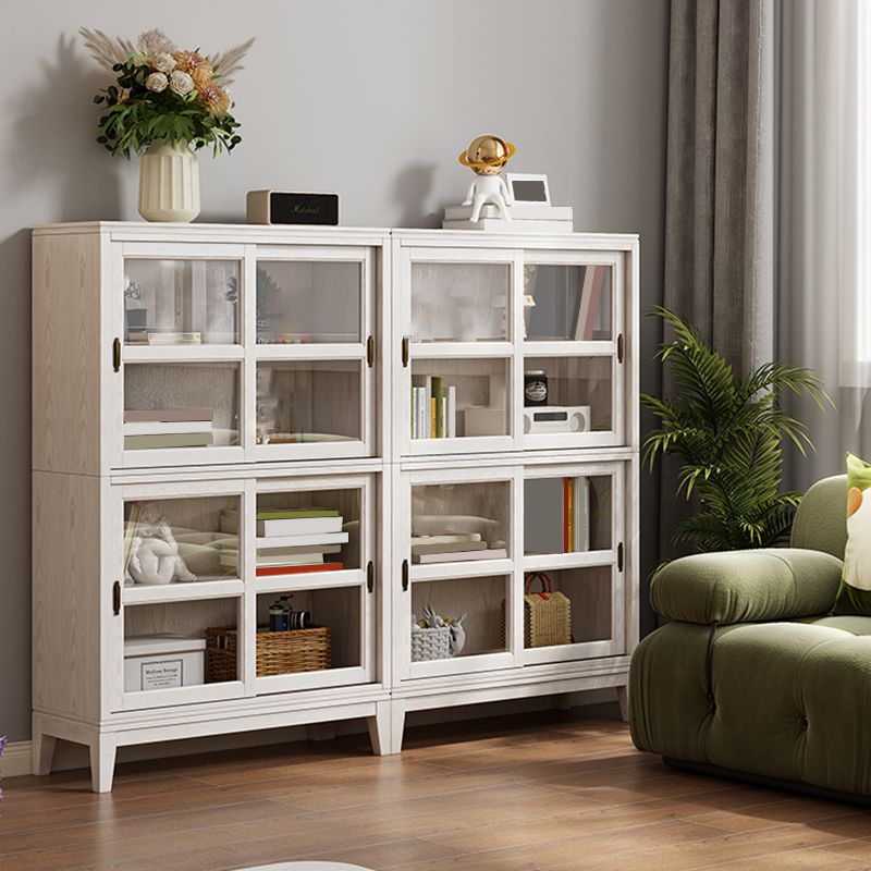Modern Style Closed Back Bookshelf Wooden Vertical Bookcase in White