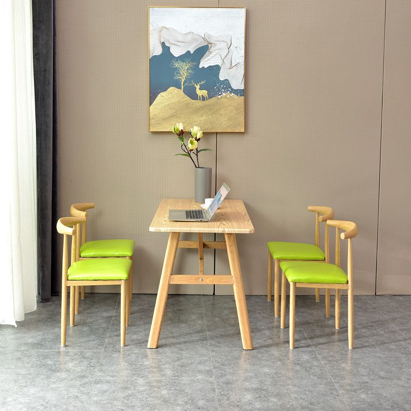 Modern Wooden Dining Room Set with Rectangle Top and Trestle Base Furniture