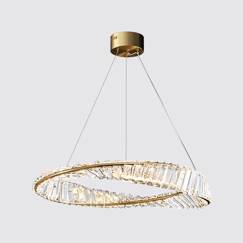 Contemporary Ring Chandelier Light Fixture Beveled Crystal Pendant Chandelier