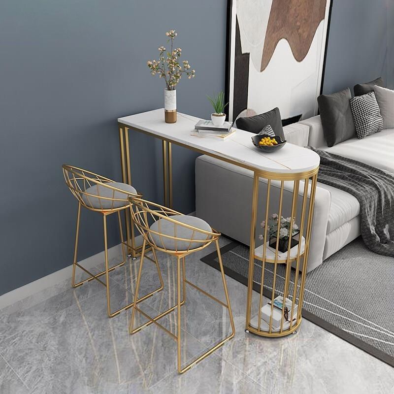 Contemporary Style Bar Table Set 1/3 Pieces Stone Pub Table Set for Indoor