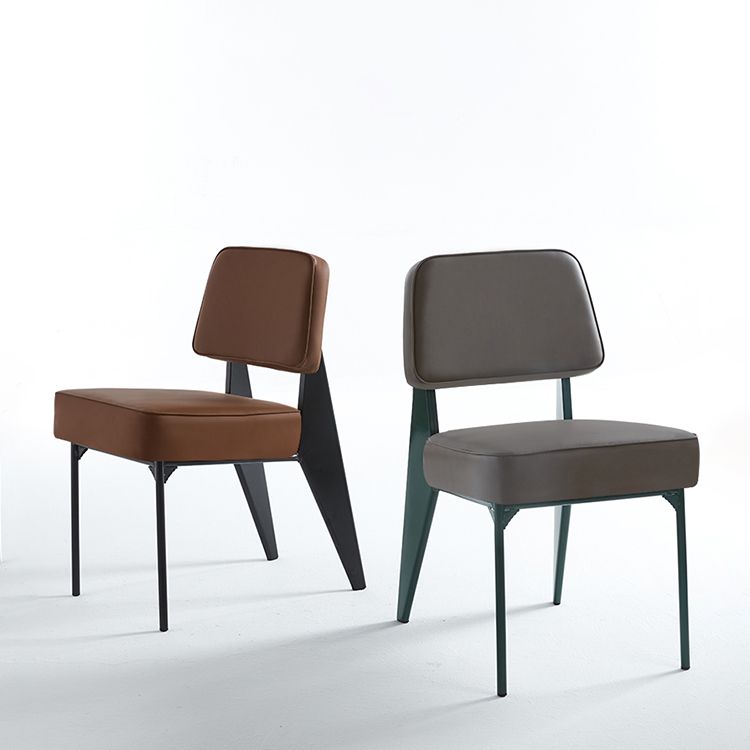 Silla lateral casera escandinava Silla de comedor tapizada de metal con respaldo abierto