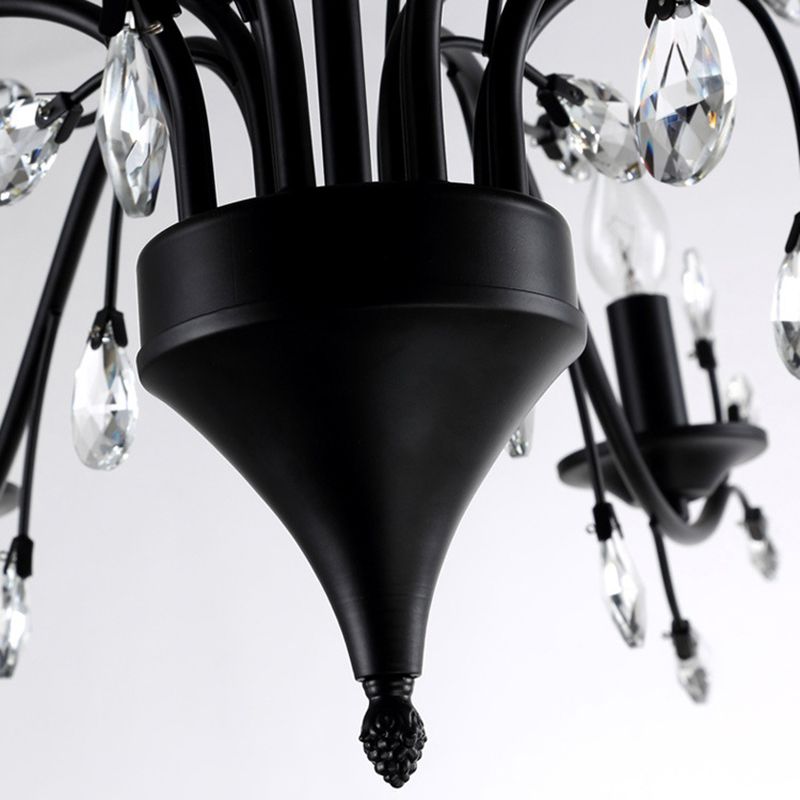 Black Tree Branch Shaped Hanging Light Vintage Crystal Living Room Ceiling Chandelier