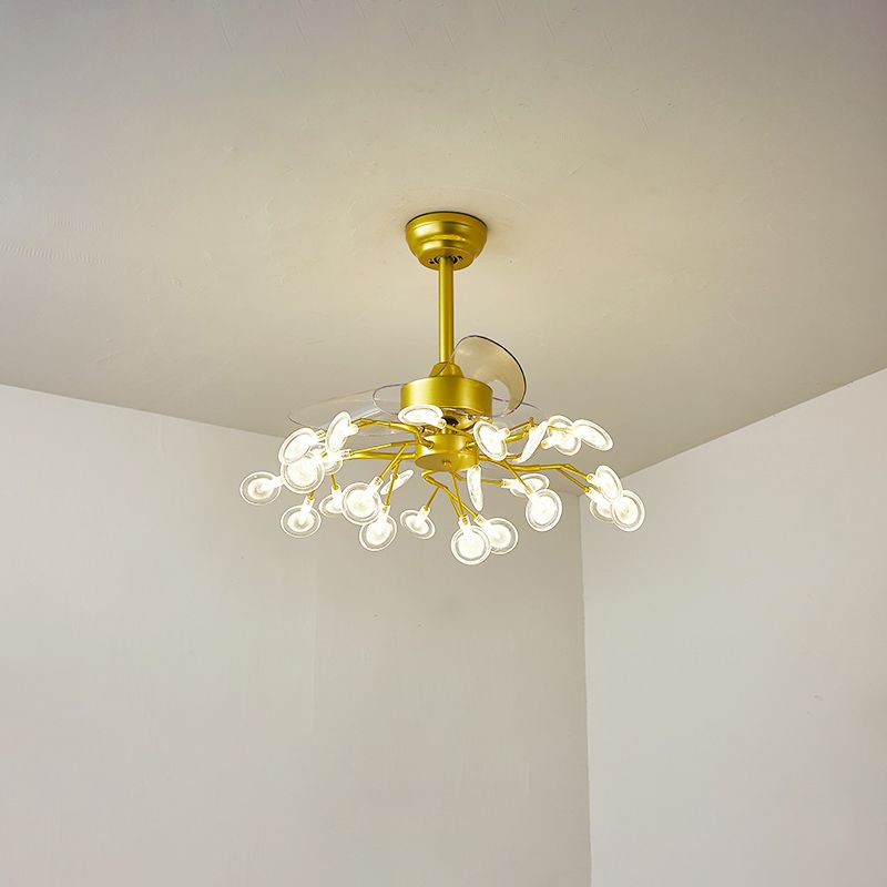 3-Blade Acryl Firefly Deckenlüfter Leicht minimalistische LED-Semi-Flush für Wohnzimmer