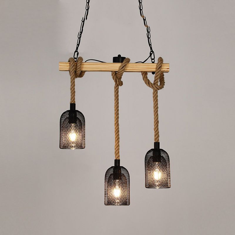 Industrial Island Light Fixtures Rope Multiple-Light Island Pendant Lights