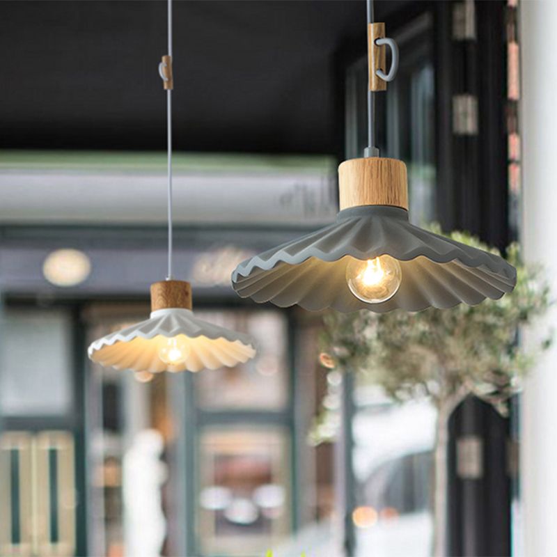 Modern Mini Colorful Pendant Light Lovely Cement Saucer Shade Single Pendant Light for Bedroom
