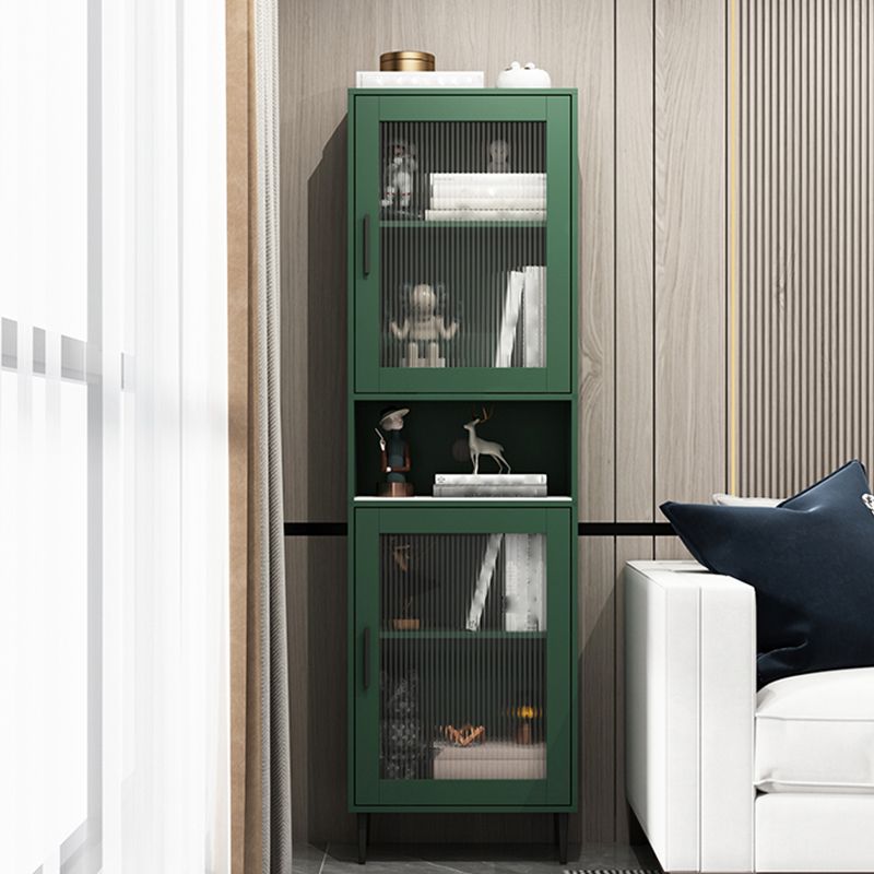 Modern Wooden Storage Cabinet with 2 Glass Doors and Storage Shelf