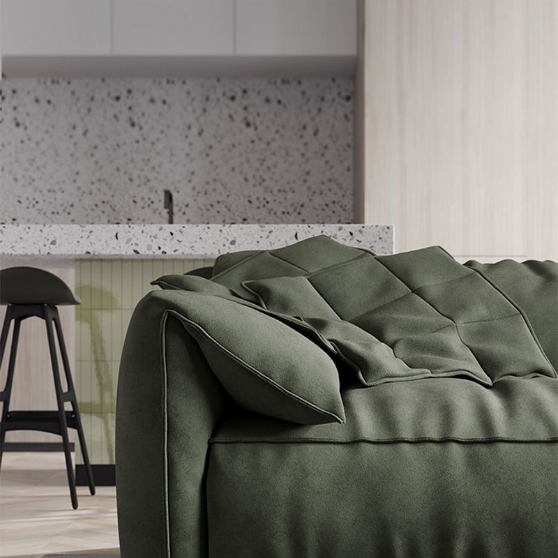 Slipcovered Stationary Living Room Pillow Top Arm Cushions Green Sofa