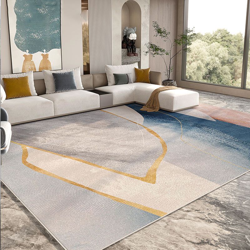 Élégant espace moderne Modèle géométrique Modèle Gray Rapier en polyester non glissant pour le salon