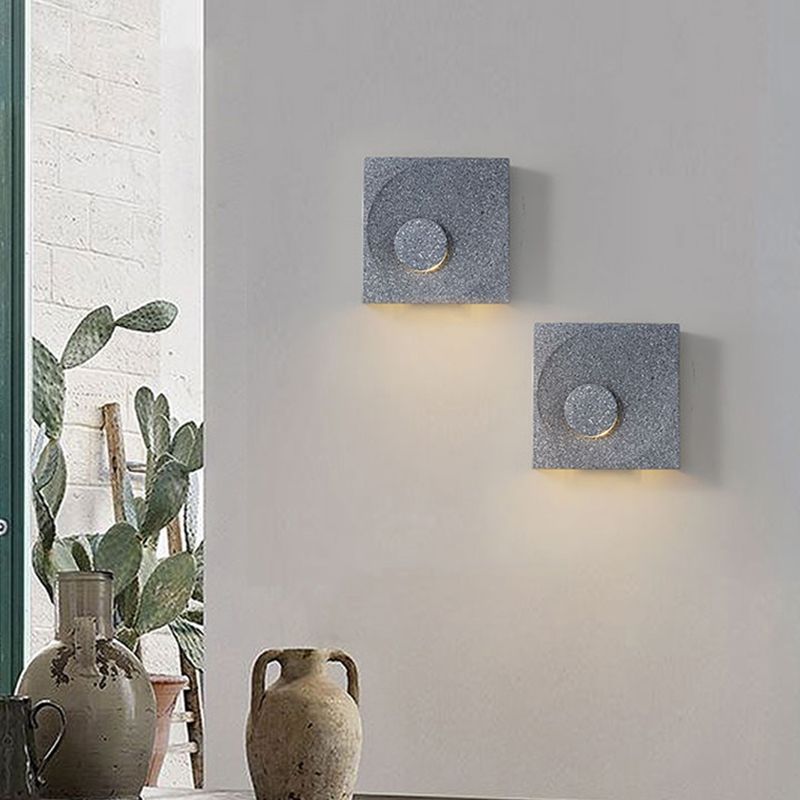 Modern Style Cement Wall Sconce Square Shape Wall Light for Living Room