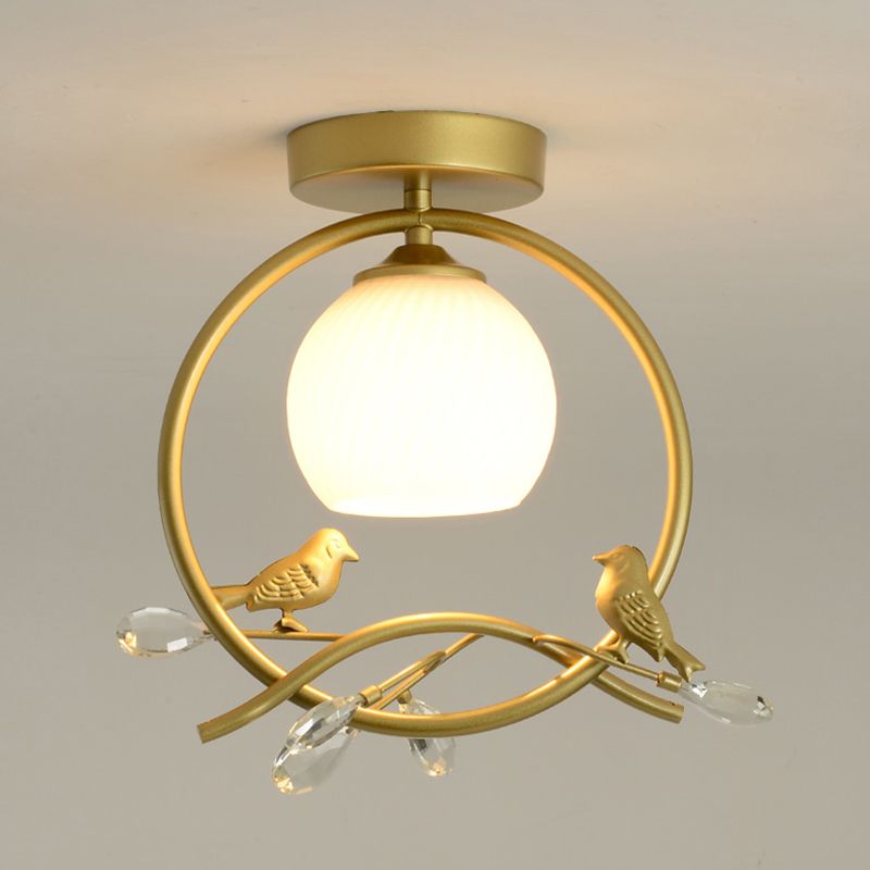 Sphère contemporaine luminaire luminaire 1 les lampes de montage à chasse d'eau légère avec oiseaux