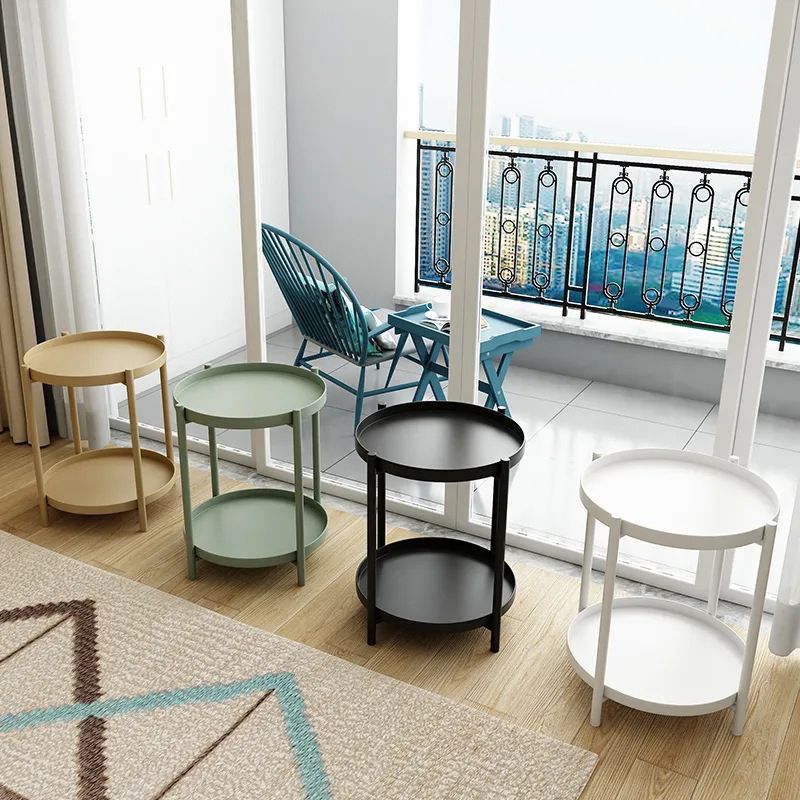 4 Legs Base Design Iron Work Material Green/yellow/black/white Round Side Table