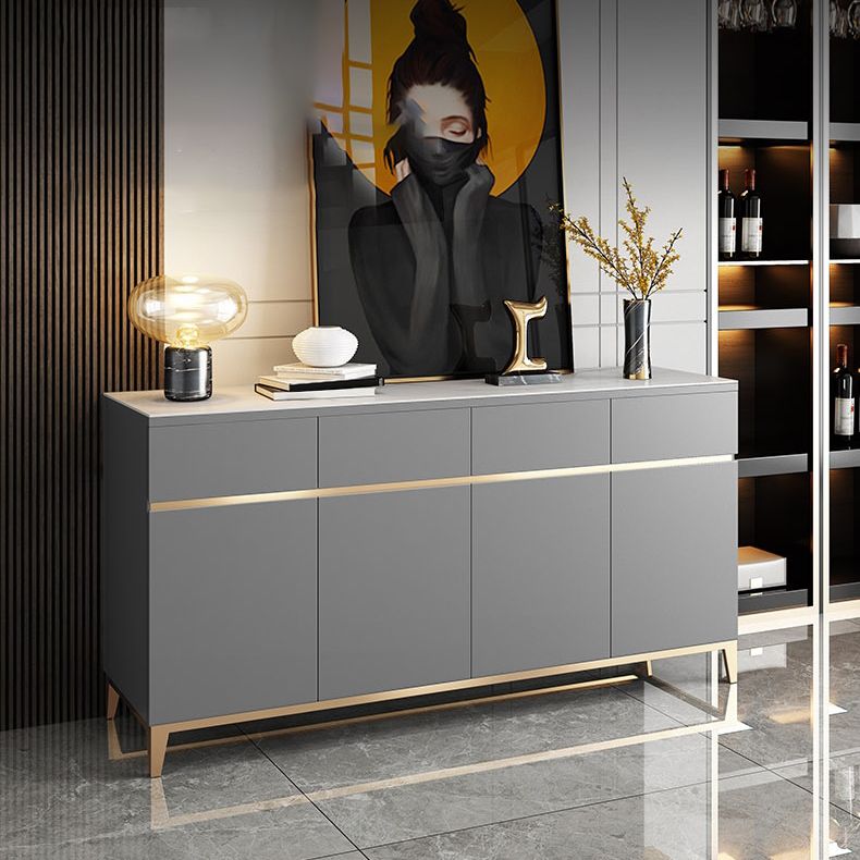 Wood Living Room Sideboard Cabinet Glam Credenza with Drawer and Storage