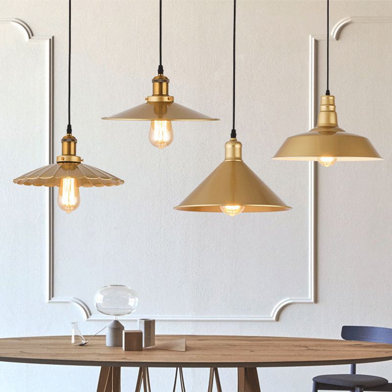 1 Light Geometric Hanging Ceiling Lights Industrial Style Metal Pendant Light Fixtures for Restaurant