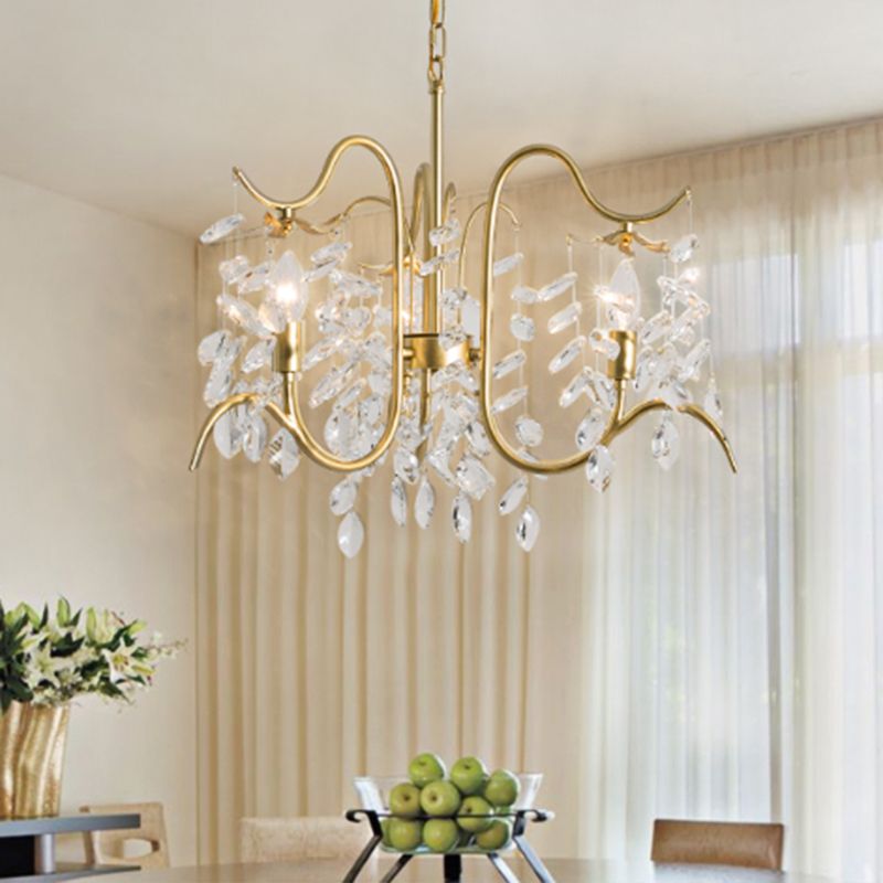 Lampadario a sfacciata sfaccettata a sfrontata lampada a sospensione minimalista a 3 teste in oro