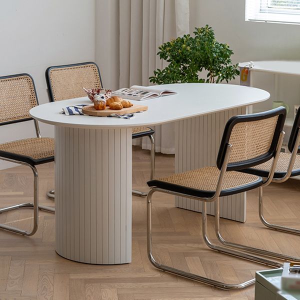 Mesa de comedor ovalada de doble pedestal de mesa de madera simple de madera maciza