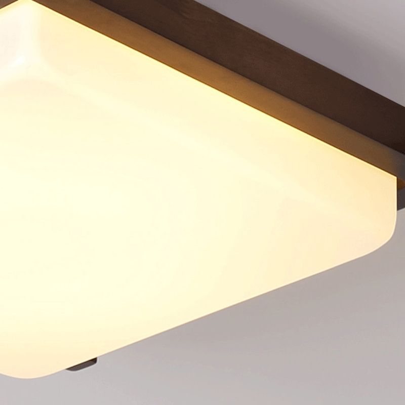 1 Light Square Ceiling Lamp Modern Style Wood Ceiling Lighting for Living Room