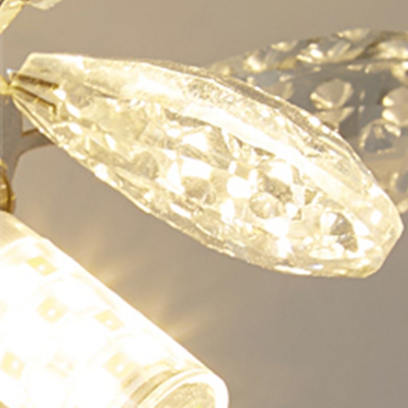Contemporary Flower-Shaped Flush Light Crystal Flush Mount Ceiling Fixture