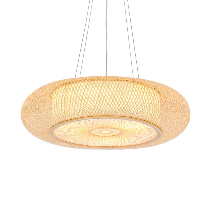 Bamboo fatto a mano Bamboo appeso Cinese 1 lampadina 18 "/19.5" /31,5 "BEIGE BEIGE BEIPING PENDANT PER TEREDA