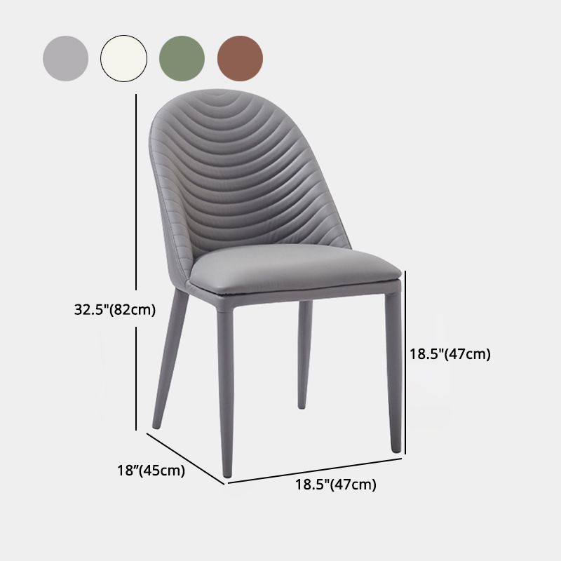 Leather Contemporary Indoor-Outdoor Dining Chair Solid Back Side Chair