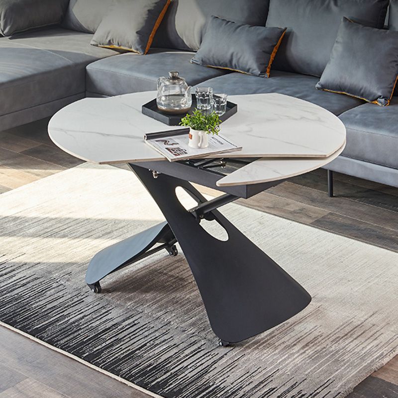 Glam Adjustable Height Coffee Table Slate Cross Legs Cocktail Table