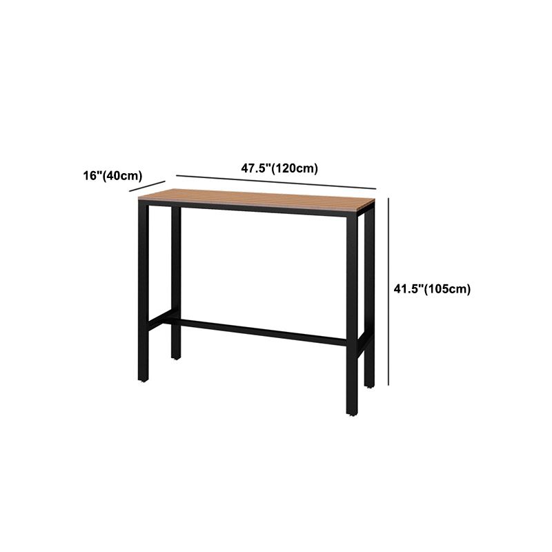 Contemporary Pub Table with Trestle Light Brown Faux Wood Top Bar Table