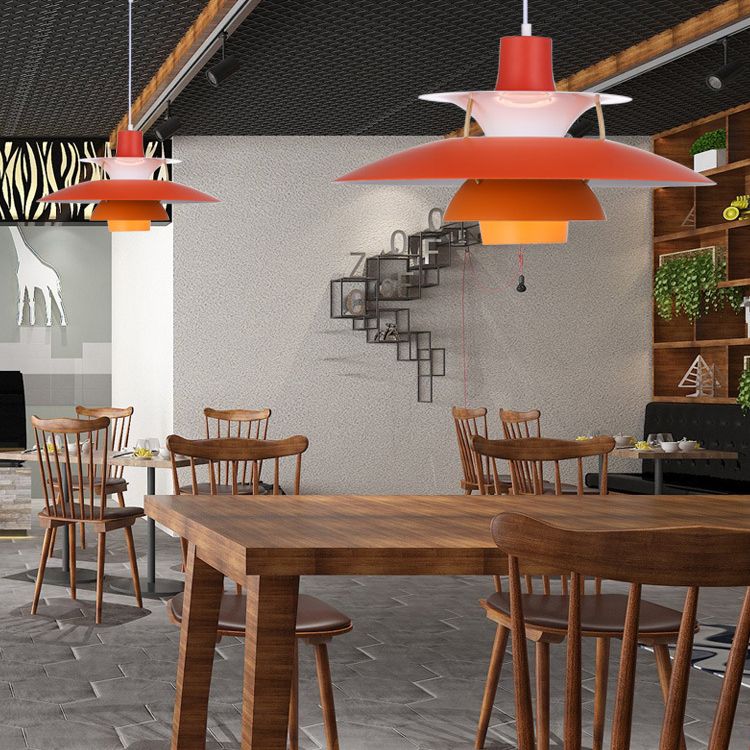 1 niveaux concentriques en couches légères lampe à pension nordique lampe suspendue en métal pour salle à manger