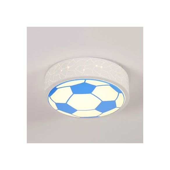 Plafoniera da calcio piatta in metallo, camera da letto per bambini, bagno, sport, luce creativa da incasso