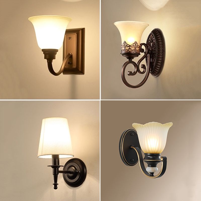 Iluminación de pared de múltiples sombras estilo de vidrio simple moderno 1 luz de pared ligera