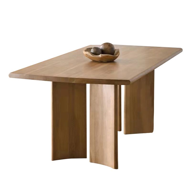 Rectangle Casual Dining Table Wood Color Fixed Table with Pinewood Solid Wood