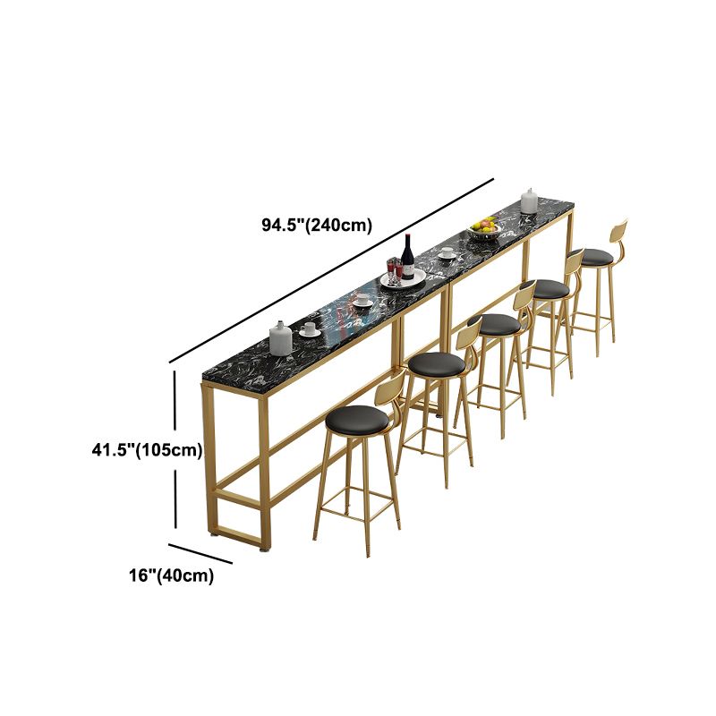 Contemporary Stone Top Bar Counter Rectangle Bar Counter with Trestle Base