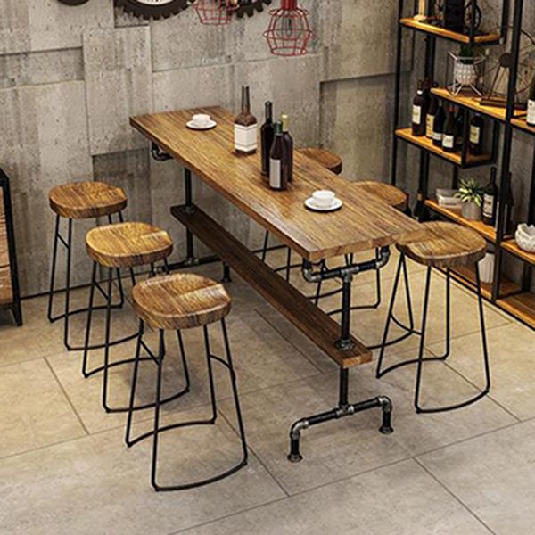 1/4/7 Pieces Counter Height Pub Set Industrial Wood Counter Set