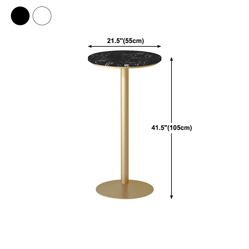 Glam Style Gold Iron Bar Table Marble Top Bistro Table - 21.6"W x 41.3"H