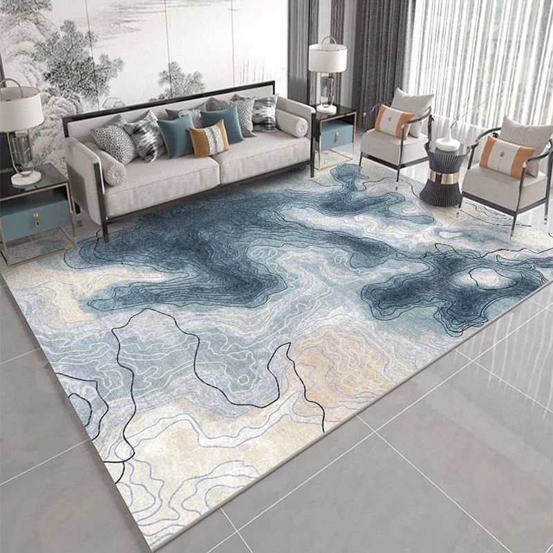 Fancy binnen tapijt modern abstract print tapijt wasbaar polyester tapijt met niet-slipachter