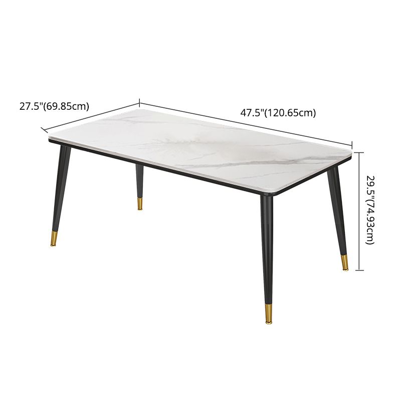 Modern Fixed Sintered Stone Dining Room Table with 4 Metallic Legs Kitchen Dining Set