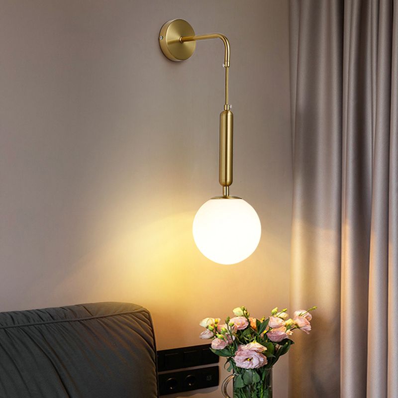 Glass Ball Shade Wall Lighting Modern Style Single Light Wall Mounted Light Fixture