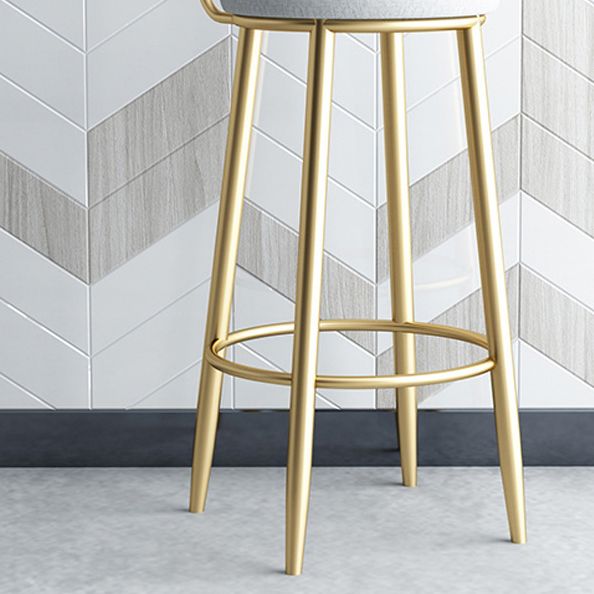 Glam Armless Backrest Counter Stool Iron Bar Stool with Cushion and Pedal for Kitchen