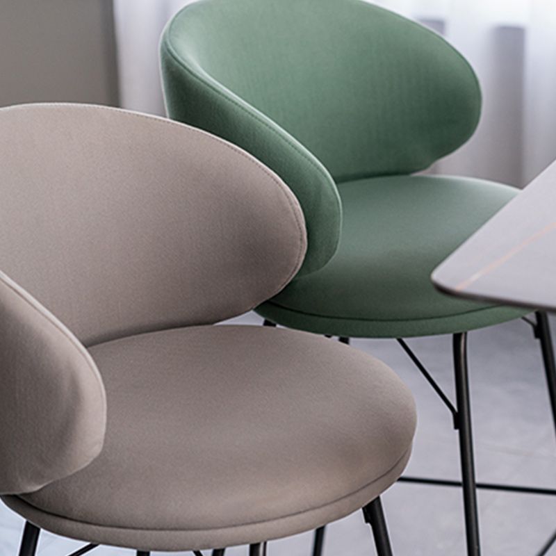 Modern Backrest Armless Counter Stool Upholstered Bar Stool with Metal 4 Legs
