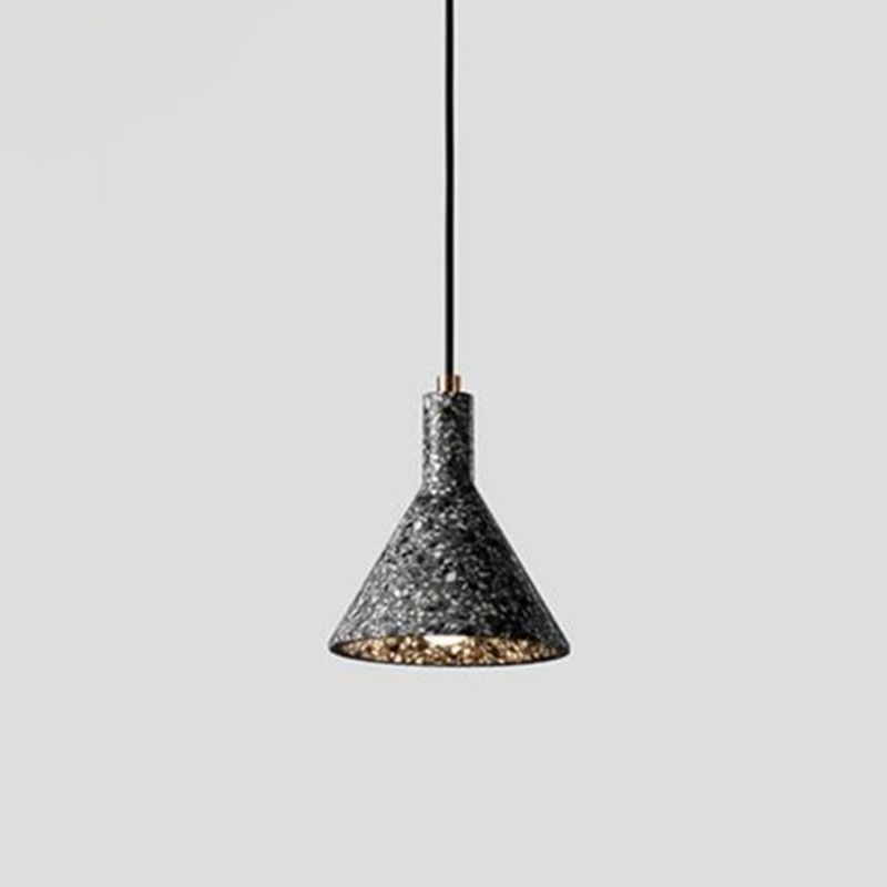 Nordic 1-Bulb hanger lamp Conical Small Suspension Lamp met terrazzo-schaduw voor Diner
