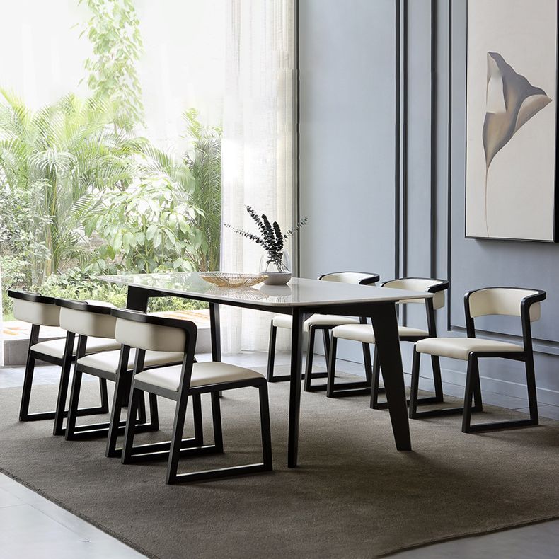 Open Back Side Chair Industrial Style PU Leather Dining Chairs for Home