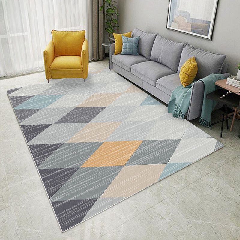 Funky Geometry Print Area Carpet Polyester Indoor Rug Non-Slip Backing Area Rug for Living Room
